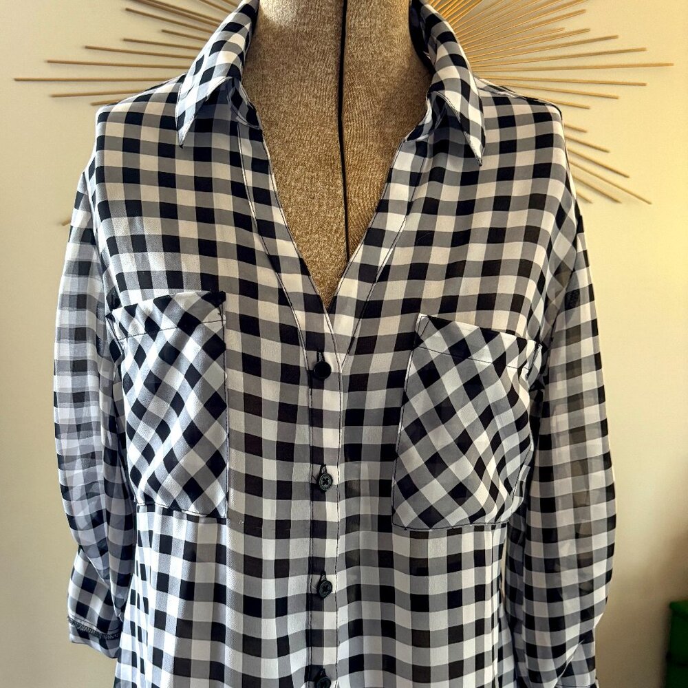 Black and White Checked Button Down